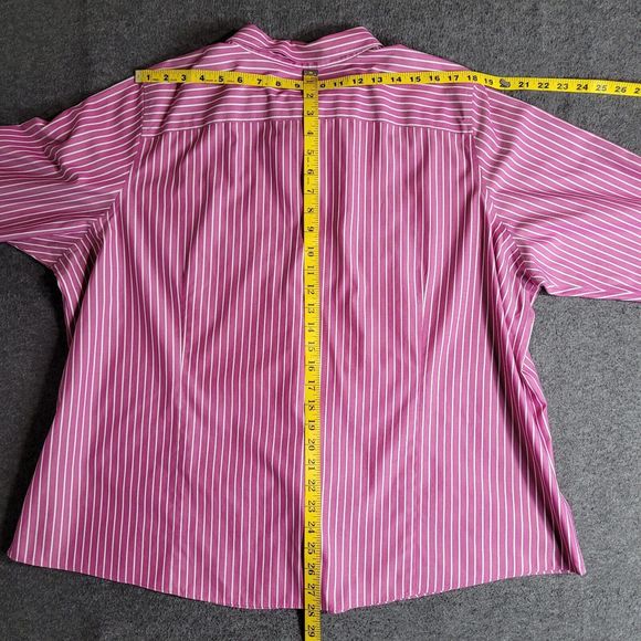 LL Bean 3X Pinpoint Oxford Purple Stripe Wrinkle Resist 3/4 Sleeve Button Shirt - Picture 6 of 10
